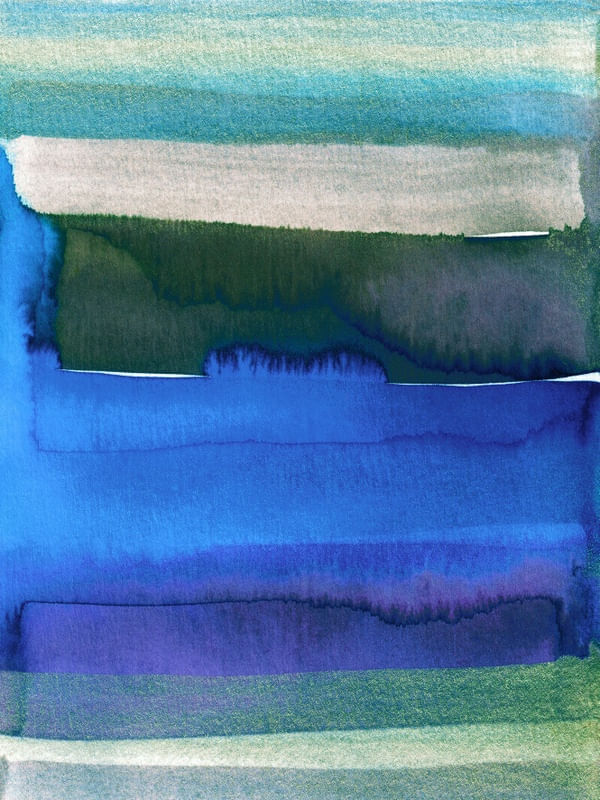 FREE SPIRIT 2 AZUL ABSTRATO ORGANICO AGUARELA PINTURA