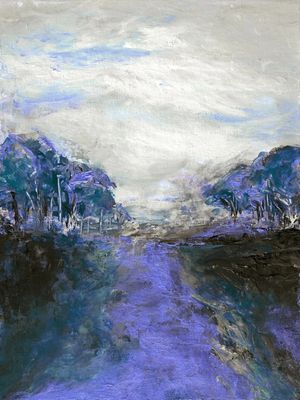 AUTUMN FOREST 2 PERVINCA ROXO ARVORES FLORESTA PAISAGEM PINTURA