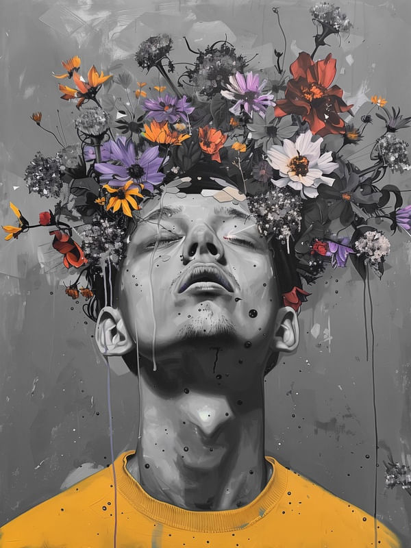 MENINO COM FLORES BY AI