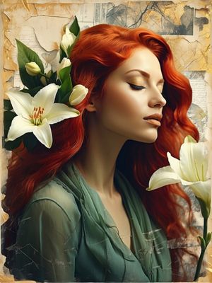 MULHER FLOR LÍRIO 10 PINTURA DIGITAL E BY AI