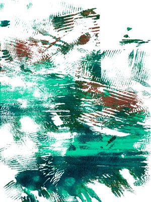 IMPRESSIONS 1 CERCETA VERDE LARANJA ABSTRATO ORGANICO PINTURA