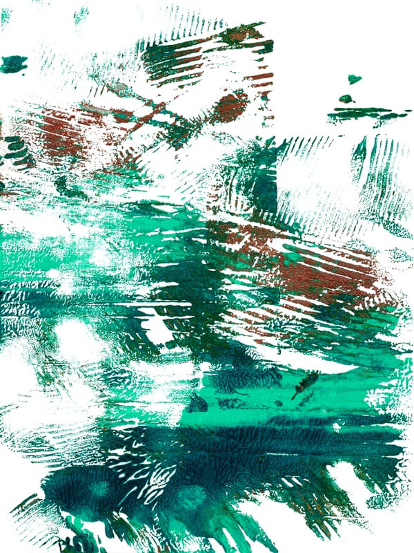 IMPRESSIONS 1 CERCETA VERDE LARANJA ABSTRATO ORGANICO PINTURA