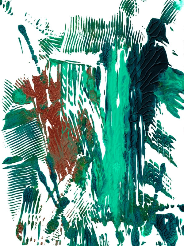 IMPRESSIONS 3 CERCETA VERDE LARANJA ABSTRATO ORGANICO PINTURA