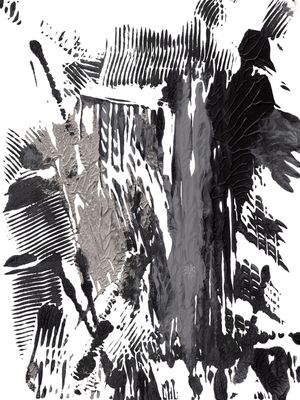 IMPRESSIONS 3 PRETO E BRANCO NEUTRO ABSTRATO ORGANICO PINTURA