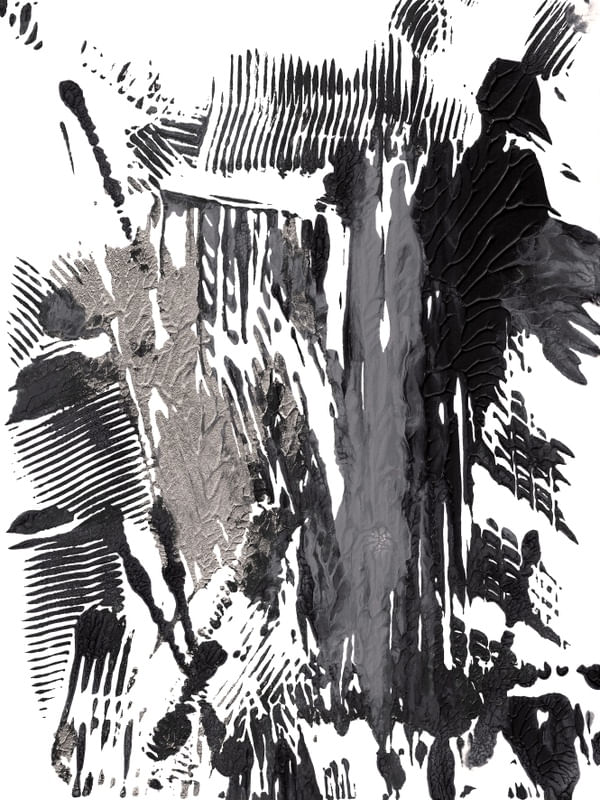 IMPRESSIONS 3 PRETO E BRANCO NEUTRO ABSTRATO ORGANICO PINTURA