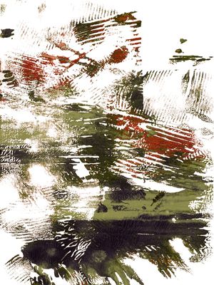 IMPRESSIONS 1 VERDE OLIVA LARANJA ABSTRATO ORGANICO PINTURA