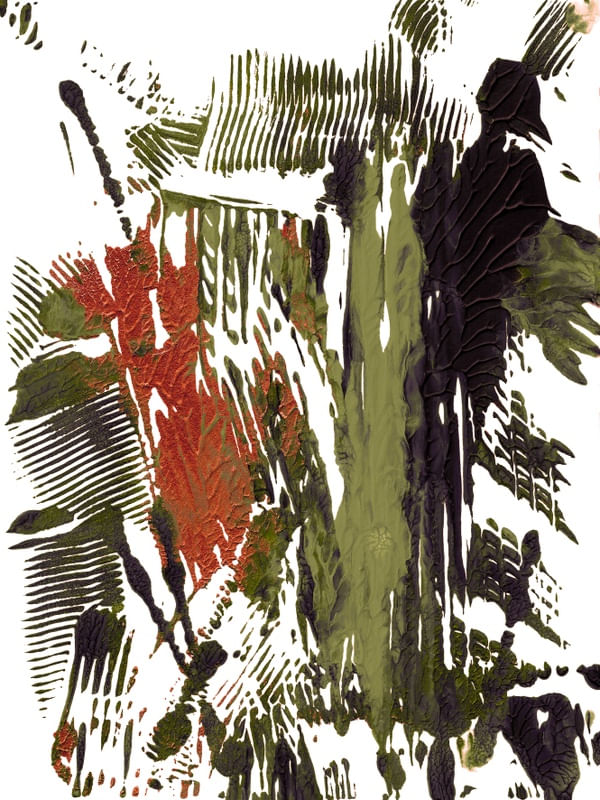 IMPRESSIONS 3 VERDE OLIVA LARANJA ABSTRATO ORGANICO PINTURA
