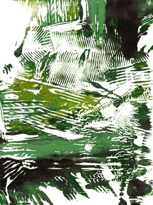 IMPRESSIONS 2 ESMERALDA VERDE ABSTRATO ORGANICO PINTURA