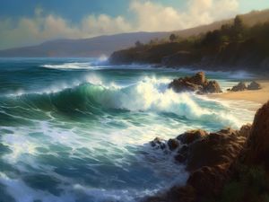 ONDAS NA PRAIA BY AI