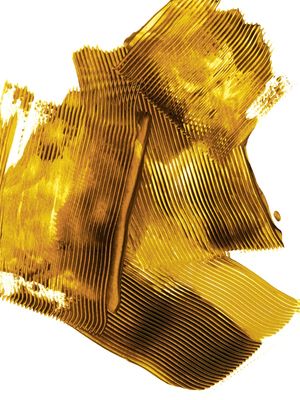 SWATHES OF SOLITUDE 1 AMARELO MOSTARDA MARROM ABSTRATO MINIMALISTA PINTURA