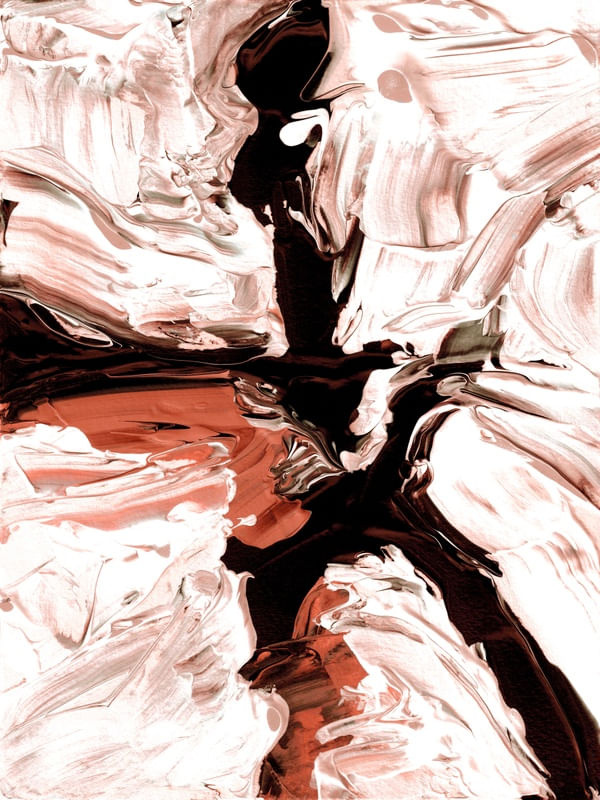 UNBOUND 4 PRETO E BRANCO LARANJA ABSTRATO ORGANICO PINTURA