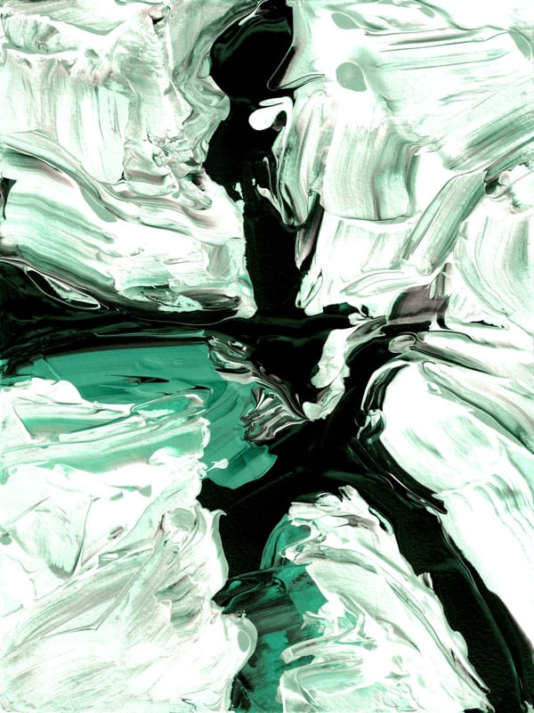 UNBOUND 4 PRETO E BRANCO ESMERALDA ABSTRATO ORGANICO PINTURA