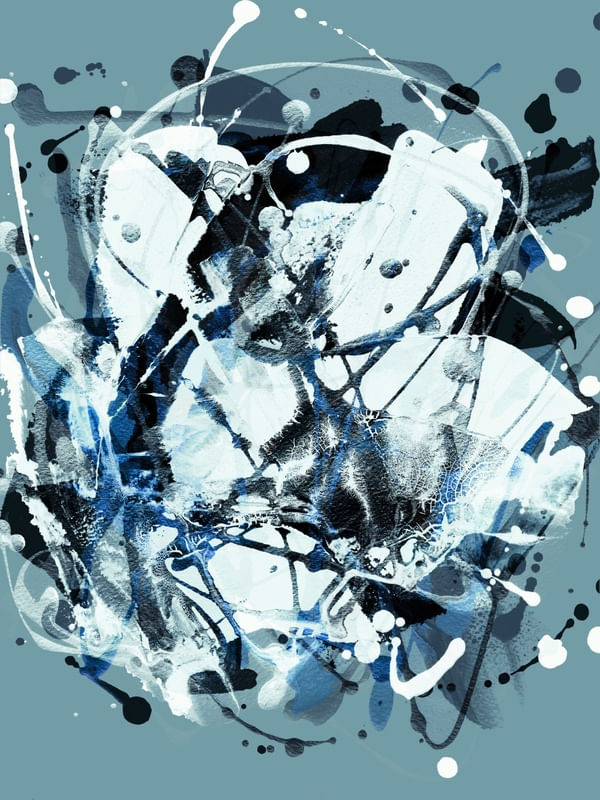 AMALGAM 1 AZUL ABSTRATO ORGANICO PINCELADAS PINTURA
