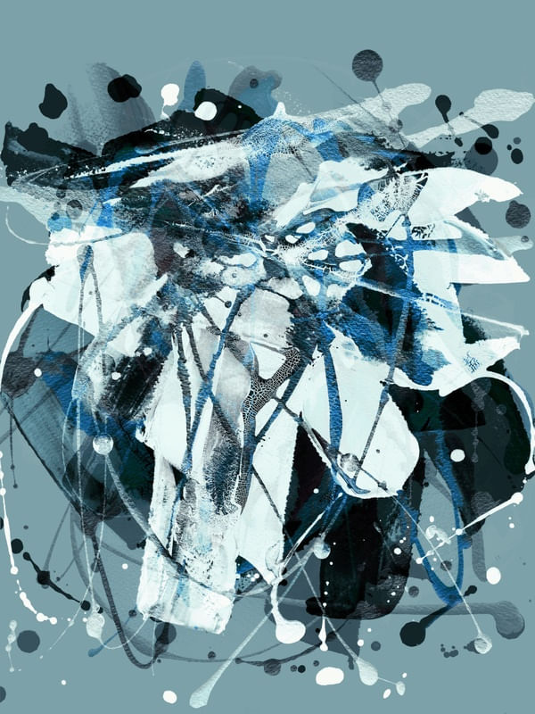 AMALGAM 2 AZUL ABSTRATO ORGANICO PINCELADAS PINTURA