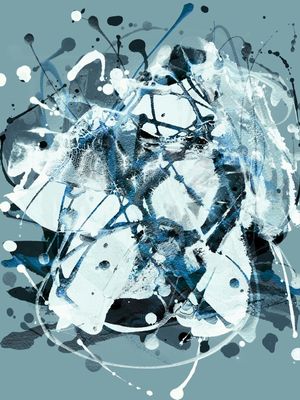 AMALGAM 3 AZUL ABSTRATO ORGANICO PINCELADAS PINTURA