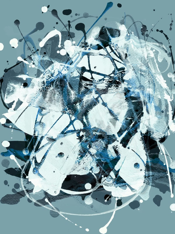 AMALGAM 3 AZUL ABSTRATO ORGANICO PINCELADAS PINTURA