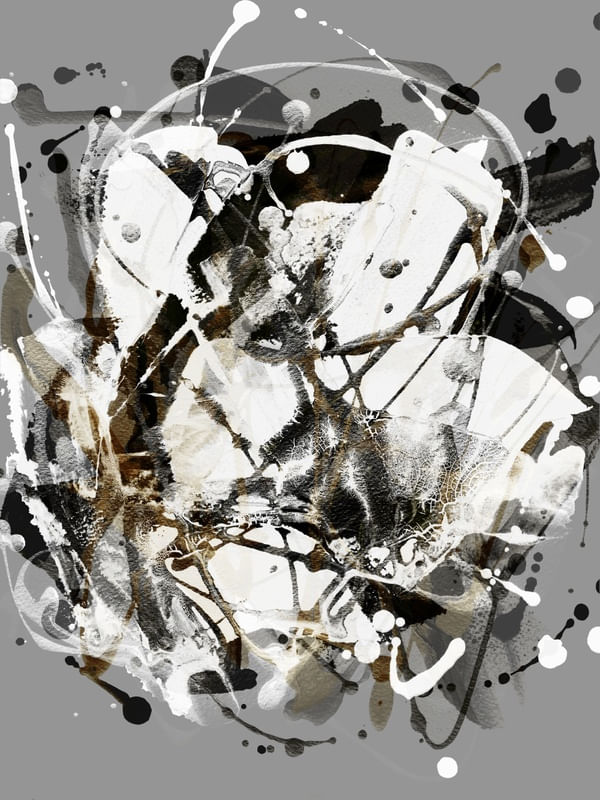 AMALGAM 1 CINZA NEUTRO ABSTRATO ORGANICO PINCELADAS PINTURA