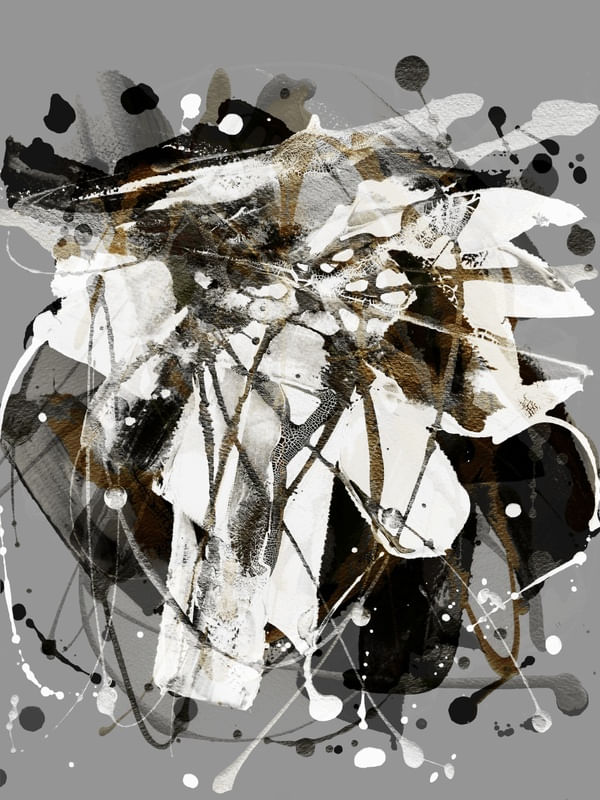 AMALGAM 2 CINZA NEUTRO ABSTRATO ORGANICO PINCELADAS PINTURA