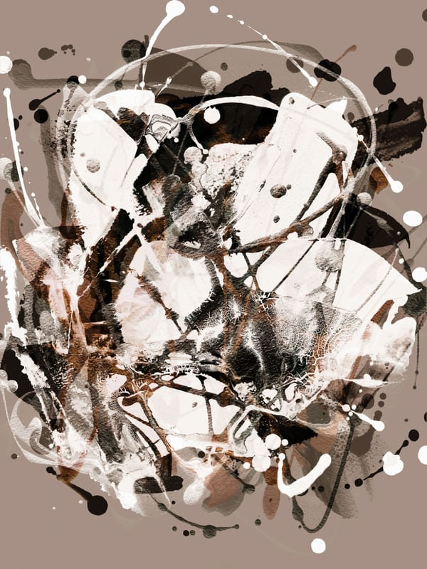 AMALGAM 1 SEPIA NEUTRO ABSTRATO ORGANICO PINCELADAS PINTURA