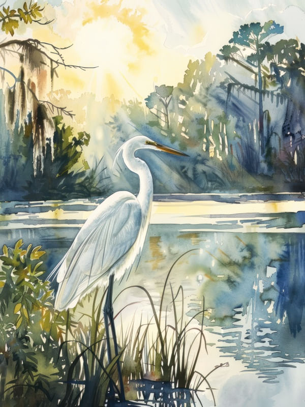 GARÇA BRANCA NO LAGO BY AI
