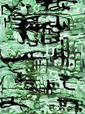 SYNERGY 5 ESMERALDA VERDE ABSTRATO ORGANICO PINTURA