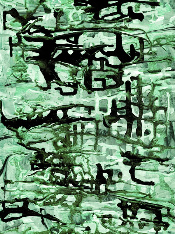 SYNERGY 5 ESMERALDA VERDE ABSTRATO ORGANICO PINTURA