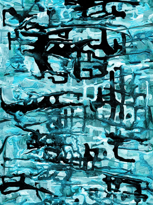 SYNERGY 6 TURQUESA AGUA ABSTRATO ORGANICO PINTURA