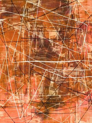 TECHNICAL JARGON LARANJA MARROM GEOMETRICO ABSTRATO PINTURA