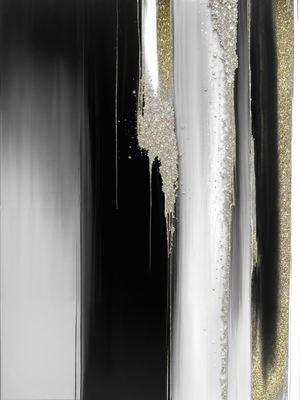 ABSTRATO DE FOTO 2 DIPTICO ESQ PRETO E BRANCO DOURADO - BY AI