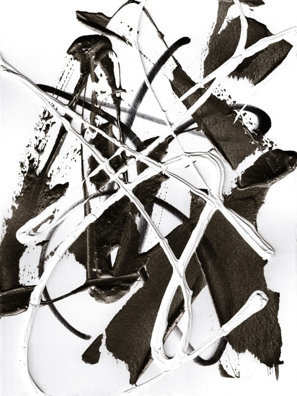 HARMONY IN MOTION 4 PRETO E BRANCO NEUTRO - ABSTRATO ORGANICO PINTURA