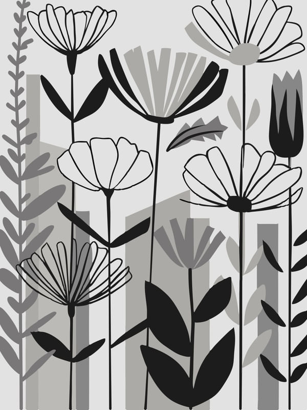 FLORES DESENHO PRETO E BRANCO