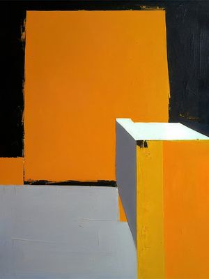 URBANIDADE GEOMÉTRICA - ABSTRATO EM LARANJA PRETO E CINZA