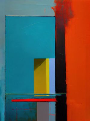 VIBRAÇÃO COMPLEMENTAR - ABSTRATO EM AZUL E VERMELHO