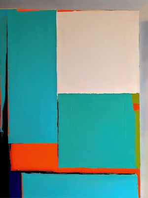 ABSTRATO VIBRANTE - AZUL CIANO VERMELHO