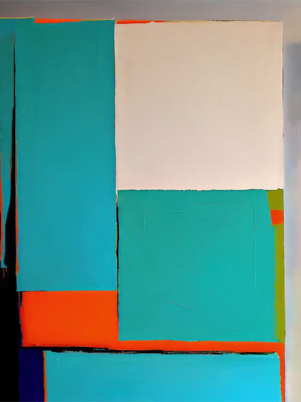 ABSTRATO VIBRANTE - AZUL CIANO VERMELHO