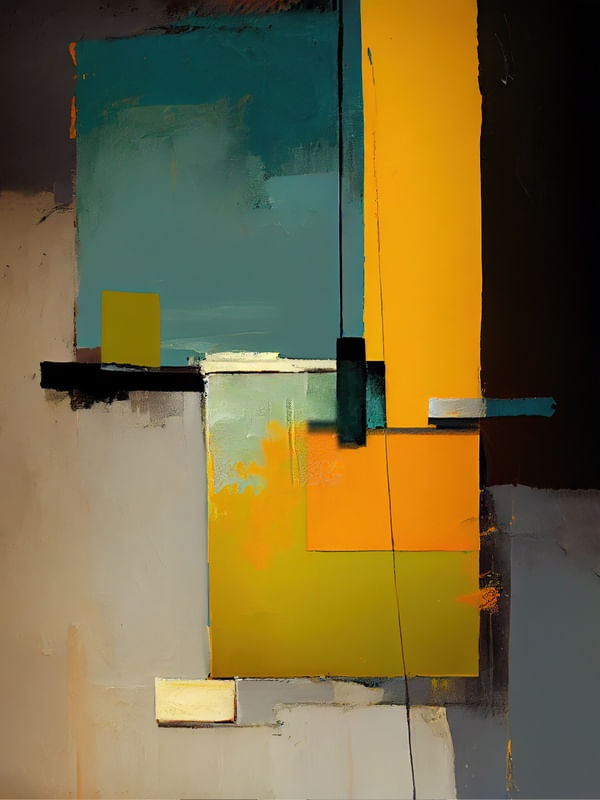 HARMONIA CAÓTICA - ABSTRATO CINZA AZUL E LARANJA