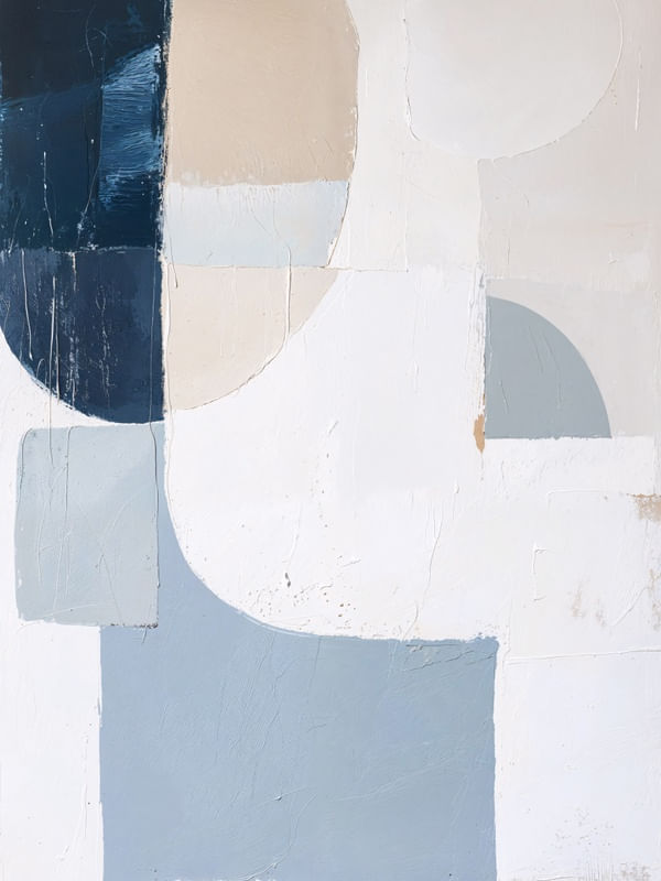 BOLD SHAPES I - ABSTRATO EM AZUL CINZA CREME E BRANCO BY AI