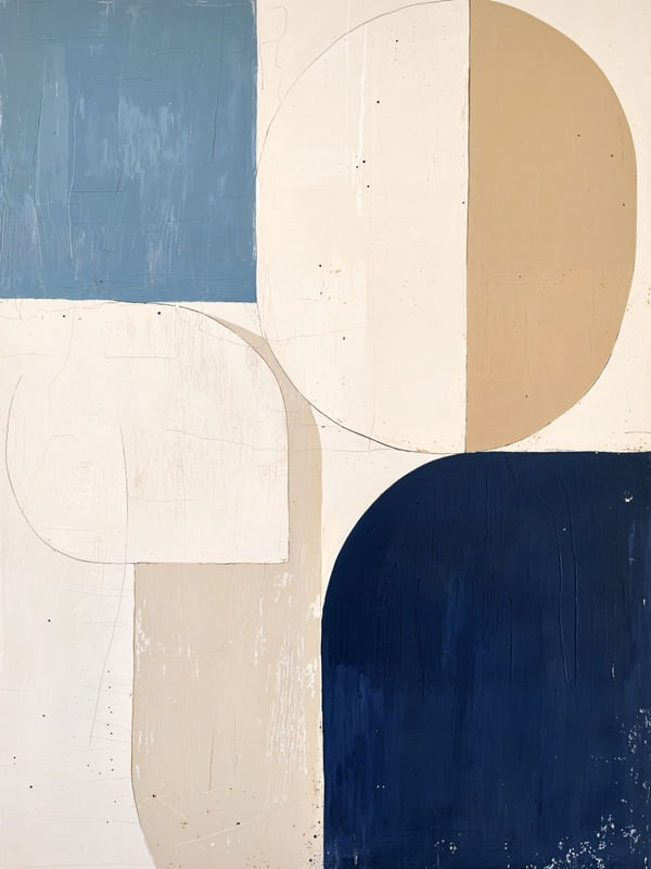 BOLD SHAPES II - ABSTRATO EM AZUL CINZA CREME E BRANCO BY AI