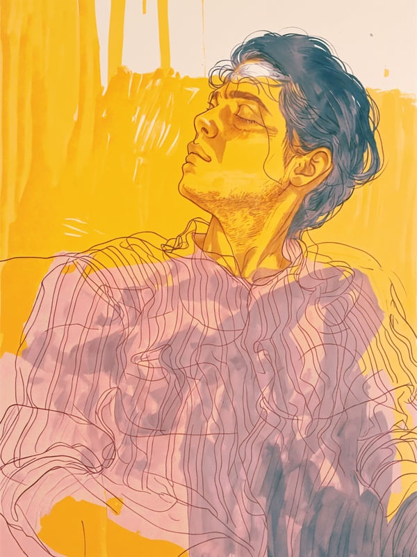 RETROPOP III - SKETCH HOMEM SOBRE AMARELO BY AI