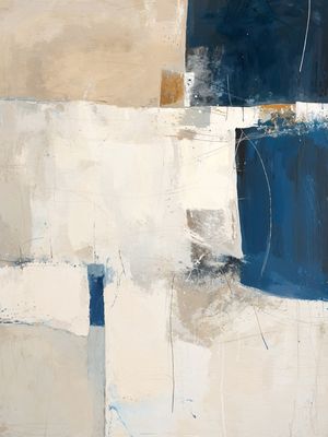REMEMBER THE SEA - ABSTRATO GEOMÉTRICO EM AZUL CREME E PALHA BY AI
