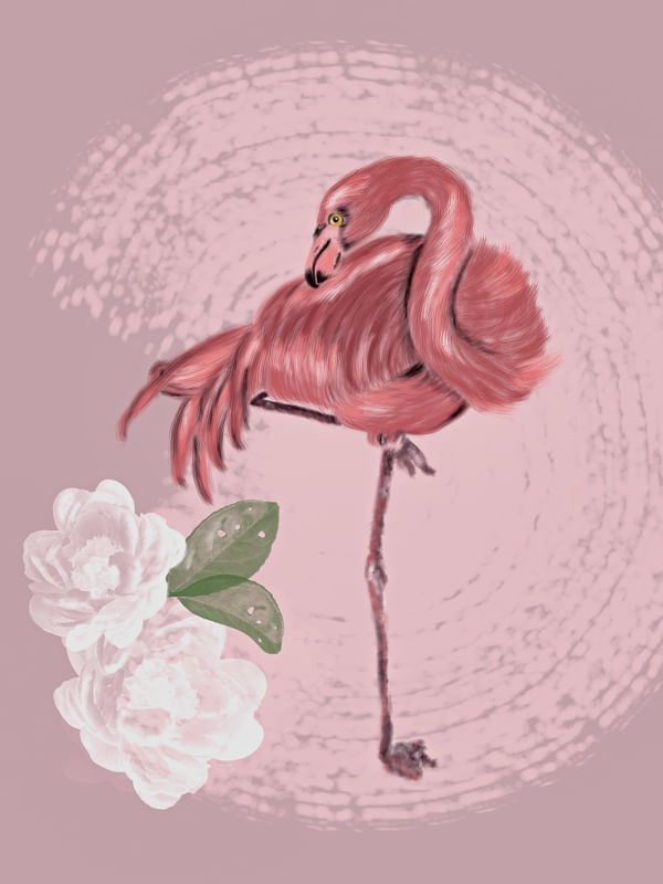 FLAMINGO AND PEONIES
