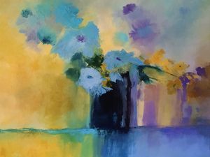 JARRO COM FLORES AZUIS