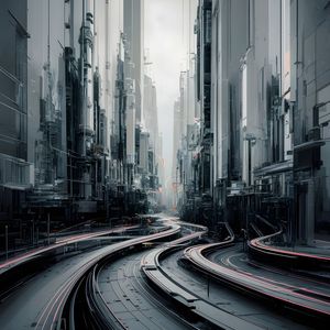 A STUNNING ABSTRACT INTERPRETATION OF A BUSTLING CITY BY AI