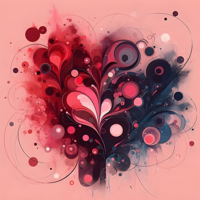 ABSTRACT EXPRESSION OF LIFE WITH LOVE RED ONE BY AI