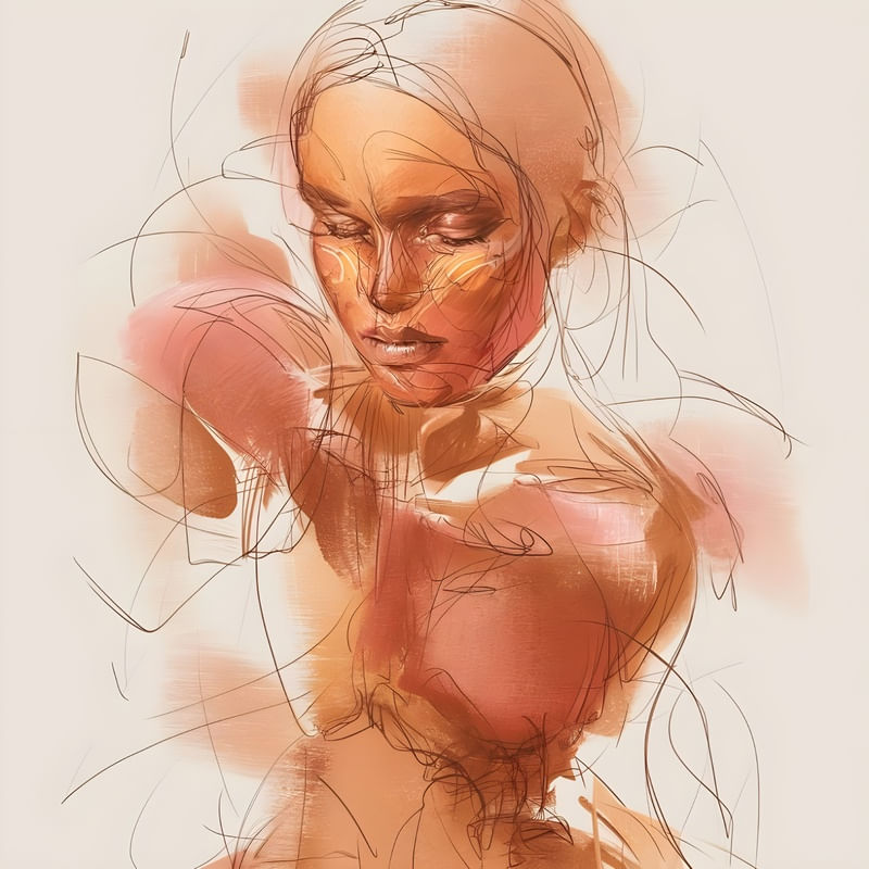 ABSTRACT SKETCH OF THE HUMAN FORM BY AI