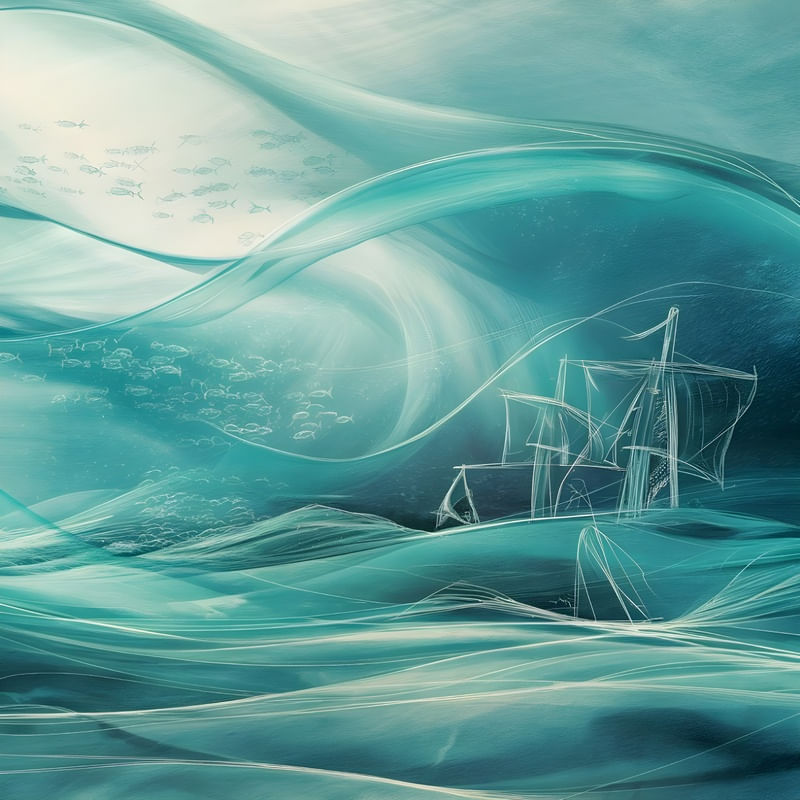 AN ETHEREAL ABSTRACT SCENE OF OCEAN BY AI
