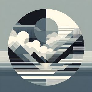 GEOMETRIC ARTWORK IN BLACK AND WHITE BY AI