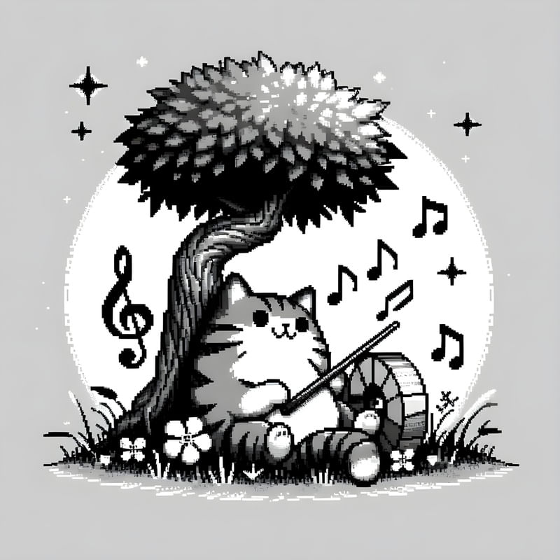 GATO NA ÀRVORE ESTILO PIXEL BY AI