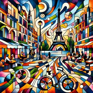 PARIS IMPRESSIONS OF LIFE CUBISM BY AI
