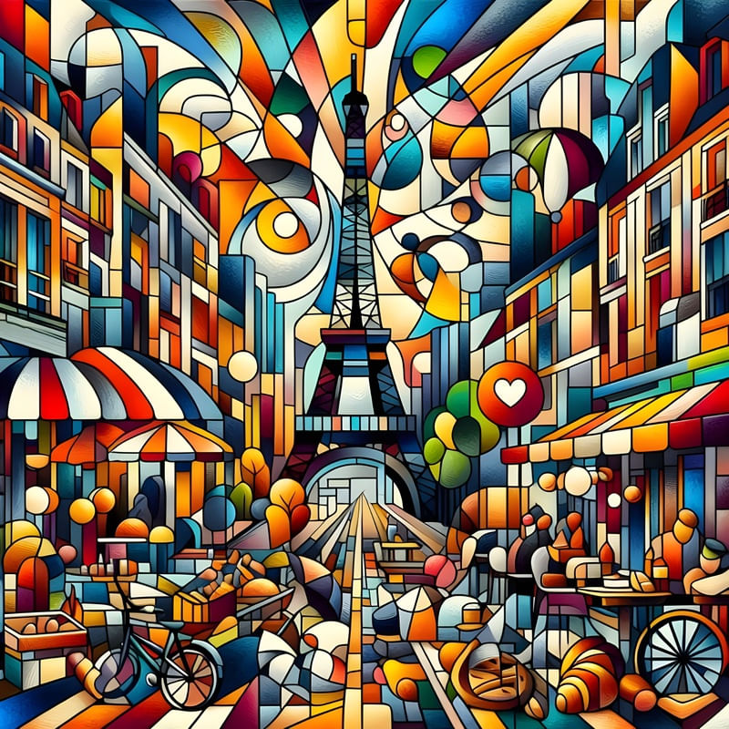 PARIS IMPRESSIONS OF LIFE CUBISM FOUR BY AI